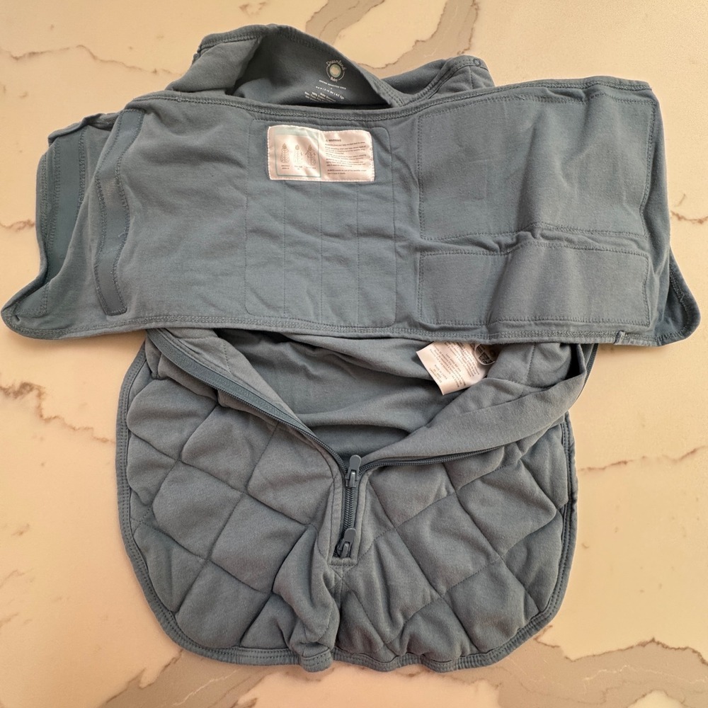 Dreamland Baby Weighted Sleep Sack Swaddle 0-6M Blue Quilted Cotton LADX531 - Picture 13 of 14